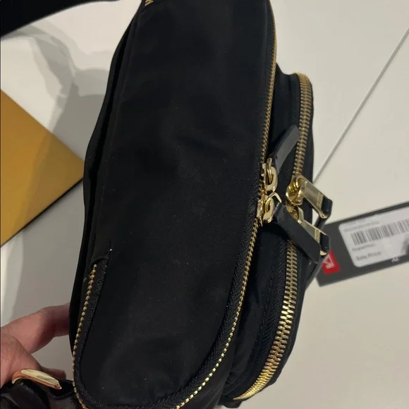 Tumi Madison Black Nylon Belt Bag with Gold Hardware Accents - Picture 5 of 16